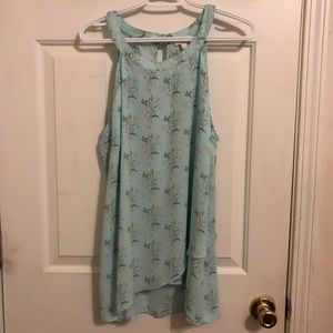 Charming Charlie Light Blue Floral Tank Top